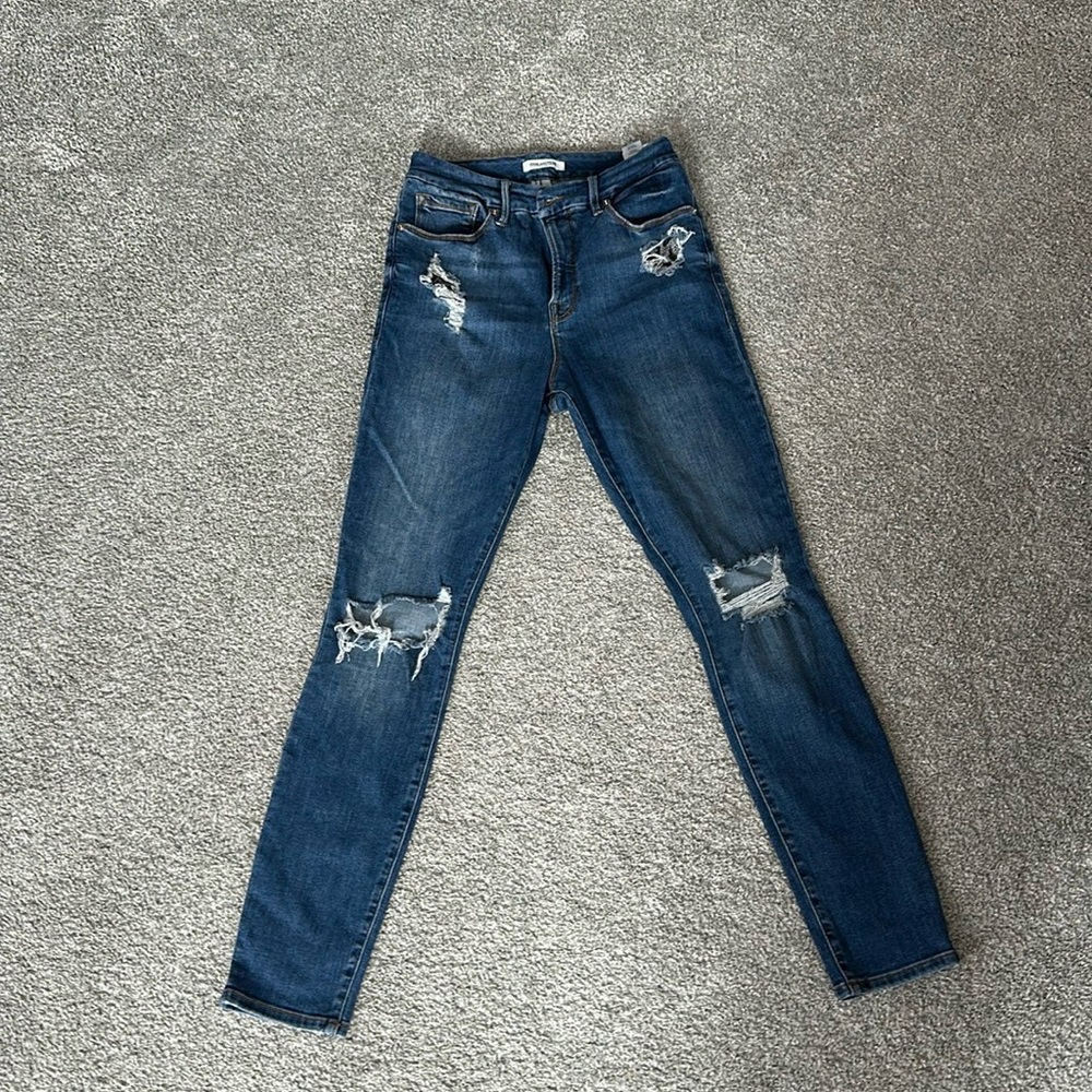 Good American Blue Ripped Skinny Jeans